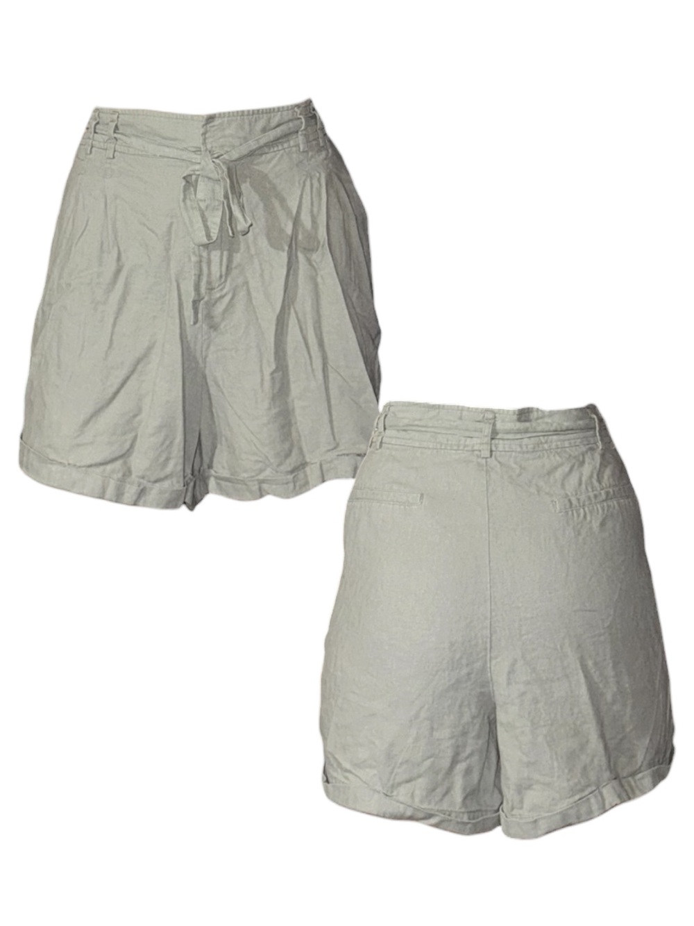 High-Rise Olive Green Tie-Waist Shorts